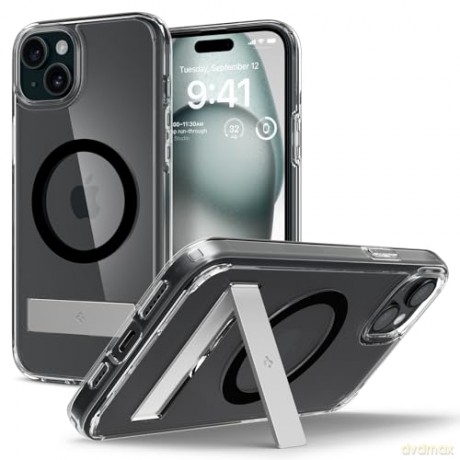 Etui Spigen Ultra Hybrid S MagSafe z podstawką do iPhone 15 Plus - czarne