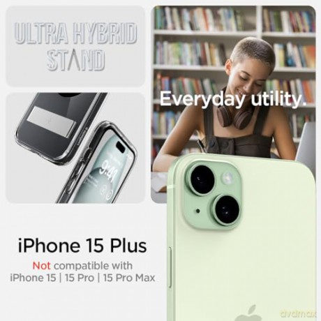 Etui Spigen Ultra Hybrid S MagSafe z podstawką do iPhone 15 Plus - czarne