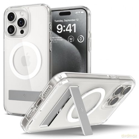Etui Spigen Ultra Hybrid S MagSafe z podstawką do iPhone 15 Pro - przezroczyste