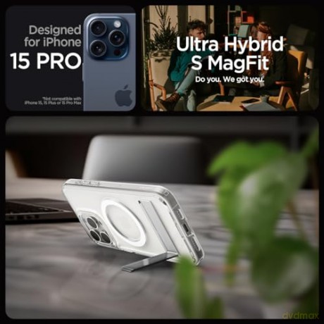 Etui Spigen Ultra Hybrid S MagSafe z podstawką do iPhone 15 Pro - przezroczyste