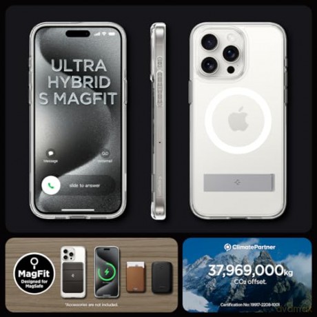 Etui Spigen Ultra Hybrid S MagSafe z podstawką do iPhone 15 Pro - przezroczyste