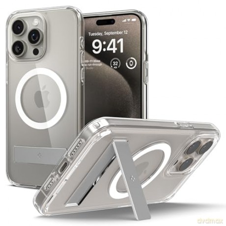 Etui Spigen Ultra Hybrid S MagSafe z podstawką do iPhone 15 Pro Max - przezroczyste