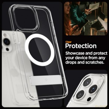 Etui Spigen Ultra Hybrid S MagSafe z podstawką do iPhone 15 Pro Max - przezroczyste