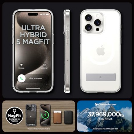 Etui Spigen Ultra Hybrid S MagSafe z podstawką do iPhone 15 Pro Max - przezroczyste