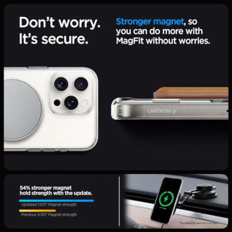Etui Spigen Ultra Hybrid S MagSafe z podstawką do iPhone 15 Pro Max - przezroczyste