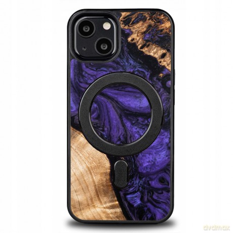 Etui z drewna i żywicy na iPhone 13 MagSafe Bewood Unique Violet - fioletowo-czarne