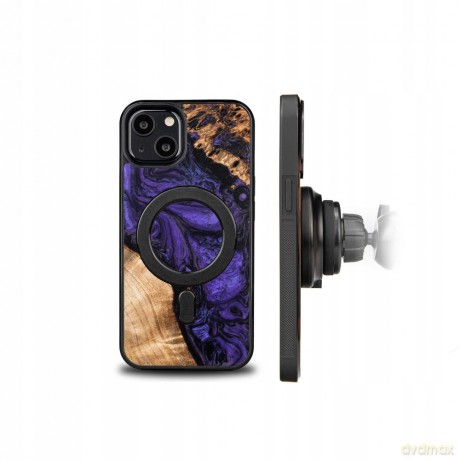 Etui z drewna i żywicy na iPhone 13 MagSafe Bewood Unique Violet - fioletowo-czarne