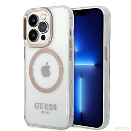 Guess GUHMP14XHTRMD iPhone 14 Pro Max 6,7" złoty/gold hard case Metal Outline Magsafe