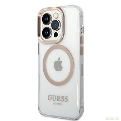Guess GUHMP14XHTRMD iPhone 14 Pro Max 6,7" złoty/gold hard case Metal Outline Magsafe
