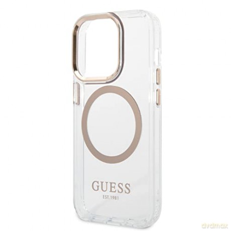 Guess GUHMP14XHTRMD iPhone 14 Pro Max 6,7" złoty/gold hard case Metal Outline Magsafe
