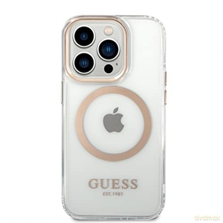Guess GUHMP14XHTRMD iPhone 14 Pro Max 6,7" złoty/gold hard case Metal Outline Magsafe