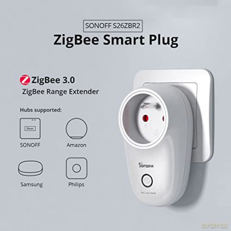 Inteligentna wtyczka gniazdko elektryczne 16A 3680W Sonoff S26R2ZBTPE-FR - biała