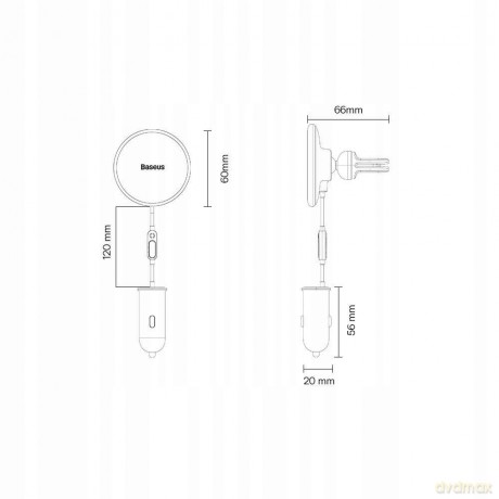 Ładowarka indukcyjna do samochodu MagSafe 15W USB 25W Baseus CW01 - czarna