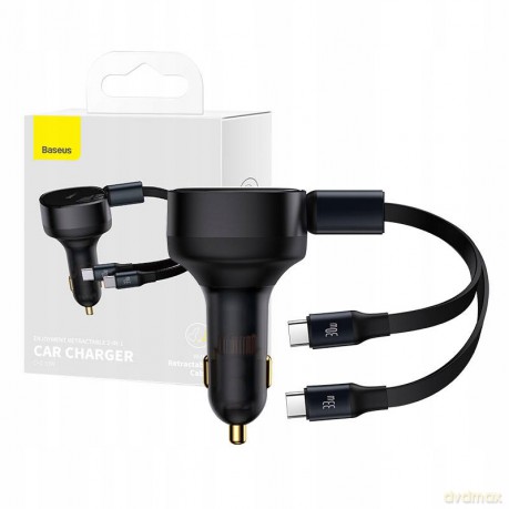 Ładowarka samochodowa 2w1 33W 2x USB C (męskie) Baseus Enjoyment - czarna