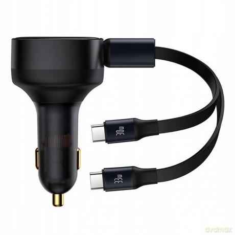 Ładowarka samochodowa 2w1 33W 2x USB C (męskie) Baseus Enjoyment - czarna