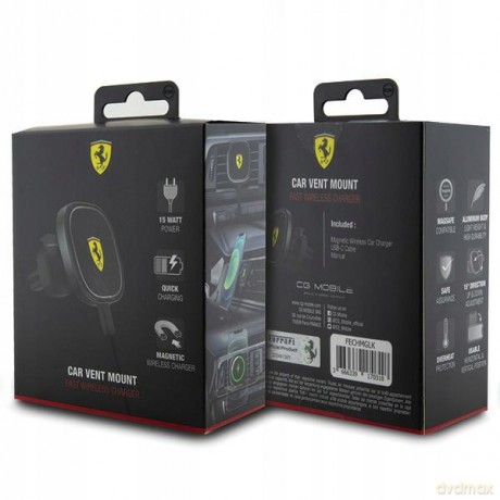 Ładowarka samochodowa Ferrari 2023 Collection MagSafe indukcyjna 15W do kratki nawiewu - czarna
