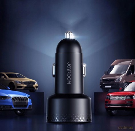 Ładowarka samochodowa z woltomierzem 53W (USB C, USB) Joyroom JR-CCD01 czarna