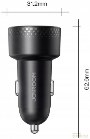 Ładowarka samochodowa z woltomierzem 53W (USB C, USB) Joyroom JR-CCD01 czarna
