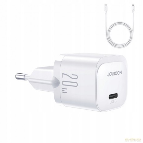 Mini ładowarka USB C 20W PD z kablem USB C - Lightning Joyroom JR-TCF02 - biała