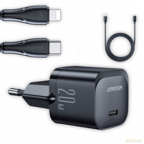 Mini ładowarka USB C 20W PD z kablem USB C - Lightning Joyroom JR-TCF02 - czarna