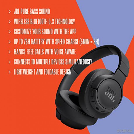 Nauszne słuchawki bezprzewodowe JBL Tune 720BT - niebieskie