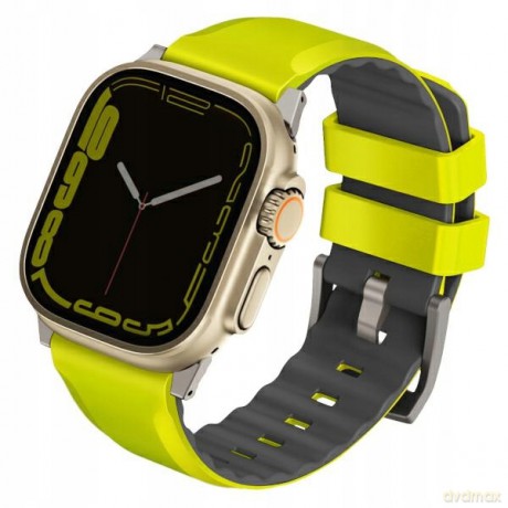 Pasek Uniq Linus Airosoft Silicone na Apple Watch 1/2/3/4/5/6/7/8/SE/SE2/Ultra 42/44/45/49mm - limonkowy