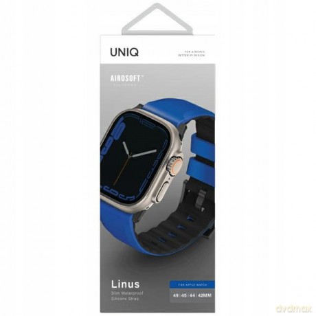 Pasek Uniq Linus Airosoft Silicone na Apple Watch 1/2/3/4/5/6/7/8/SE/SE2/Ultra 42/44/45/49mm - niebieski
