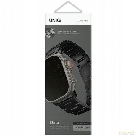 Pasek Uniq Osta Stainless Steel na Apple Watch 1/2/3/4/5/6/7/8/SE/SE2/Ultra 42/44/45/49mm - czarny