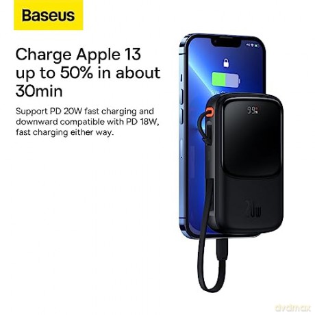 Powerbank 10000mAh 20W Baseus Qpow Pro Overseas Edition + kabel USB C 3A - czarny