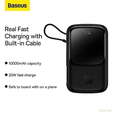 Powerbank 10000mAh 20W Baseus Qpow Pro Overseas Edition + kabel USB C 3A - czarny