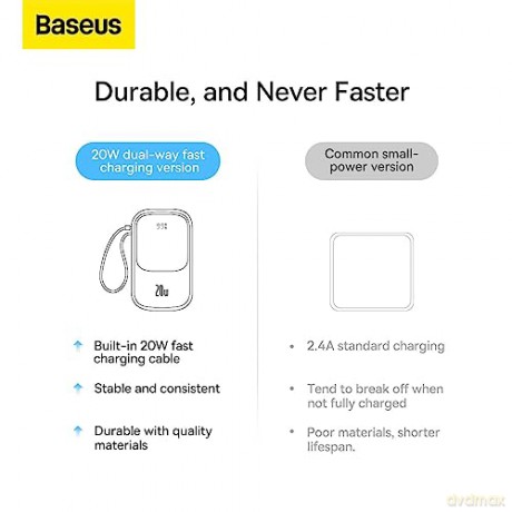 Powerbank 10000mAh 20W Baseus Qpow Pro Overseas Edition + kabel USB C 3A - czarny