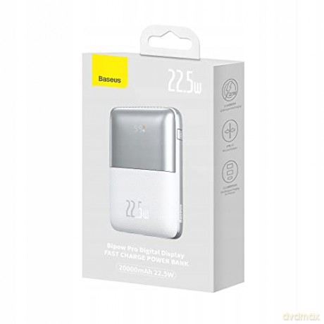 Powerbank Baseus Bipow Pro 20000mAh 22.5W biały z kablem USB Typu A - USB Typu C 3A 0.3m (PPBD030002)