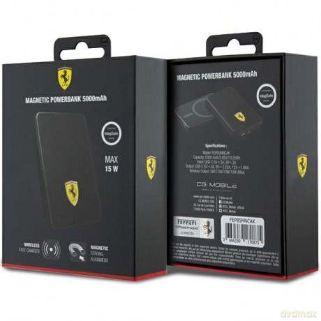 Powerbank Ferrari Metal Logo MagSafe 15W 5000mAh - czarny