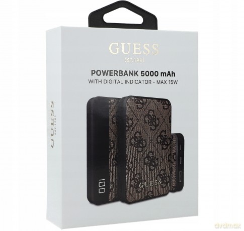 Powerbank Guess 4G Leather Metal Logo 15W 5000mAh - brązowy
