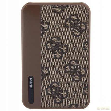 Powerbank Guess 4G Leather Metal Logo 15W 5000mAh - brązowy