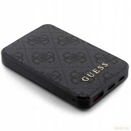 Powerbank Guess 4G Leather Metal Logo 15W 5000mAh - czarny
