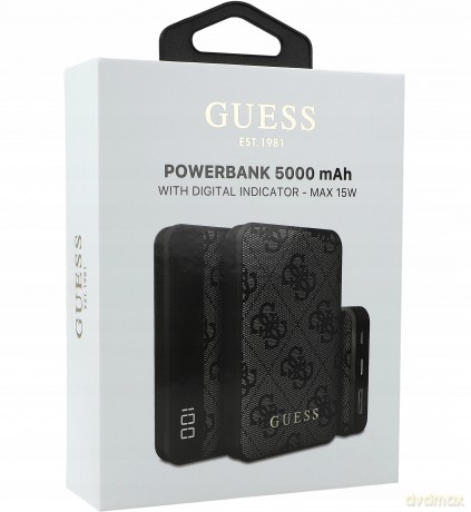 Powerbank Guess 4G Leather Metal Logo 15W 5000mAh - czarny