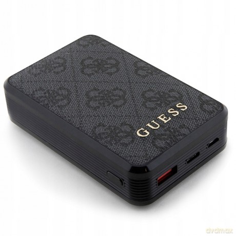 Powerbank Guess 4G Leather Metal Logo 18W 10000mAh - czarny