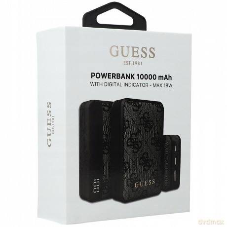Powerbank Guess 4G Leather Metal Logo 18W 10000mAh - czarny