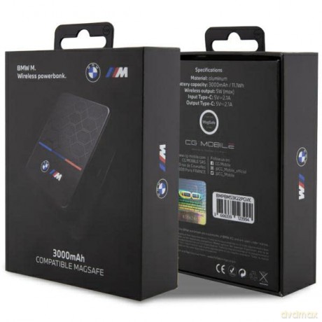 Powerbank indukcyjny BMW M Collection MagSafe 5W 3000mAh + kabel - czarny