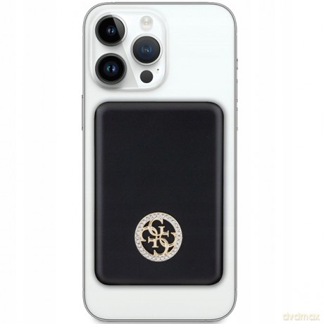 Powerbank indukcyjny Guess MagSafe 4G Strassed Metal Logo 5W 3000mAh - czarny