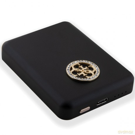 Powerbank indukcyjny Guess MagSafe 4G Strassed Metal Logo 5W 3000mAh - czarny