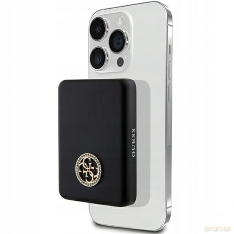 Powerbank indukcyjny Guess MagSafe 4G Strassed Metal Logo 5W 3000mAh - czarny
