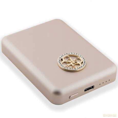 Powerbank indukcyjny Guess MagSafe 4G Strassed Metal Logo 5W 3000mAh - złoty