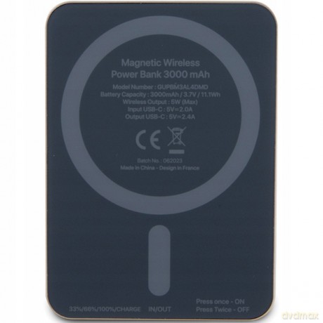 Powerbank indukcyjny Guess MagSafe 4G Strassed Metal Logo 5W 3000mAh - złoty