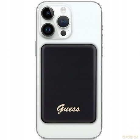 Powerbank indukcyjny Guess MagSafe Metal Script Logo 5W 3000mAh - czarny