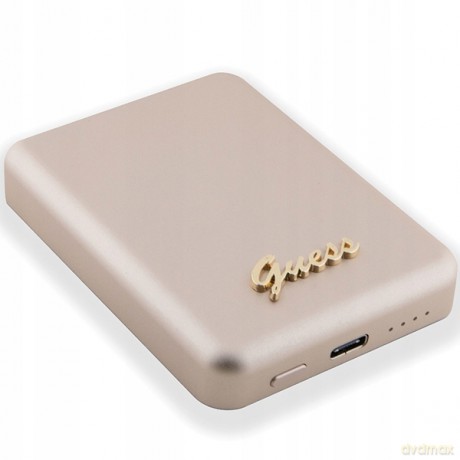 Powerbank indukcyjny Guess MagSafe Metal Script Logo 5W 3000mAh - złoty