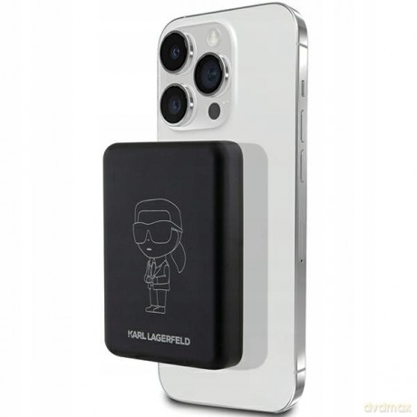Powerbank indukcyjny Karl Lagerfeld NFT Outline Ikonik MagSafe 5000mAh - czarny