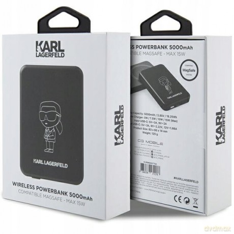 Powerbank indukcyjny Karl Lagerfeld NFT Outline Ikonik MagSafe 5000mAh - czarny
