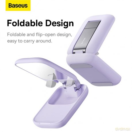 Regulowany stojak na telefon z lusterkiem Baseus Seashell Series - fioletowy